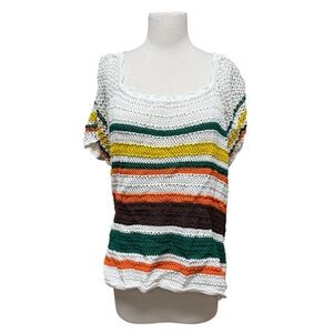 Striped Multicolor Knit Top crochet short sleeve cottage torrid women’s 5XL